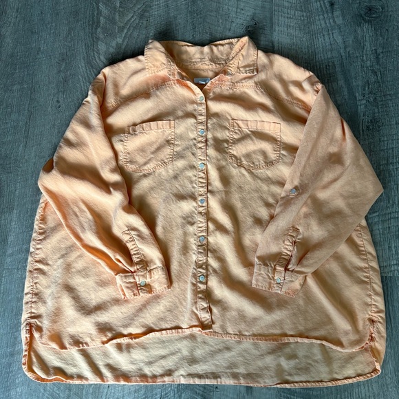 J. Jill Button Down High low Tunic top women’s size 4XL orange oversized - Picture 1 of 9